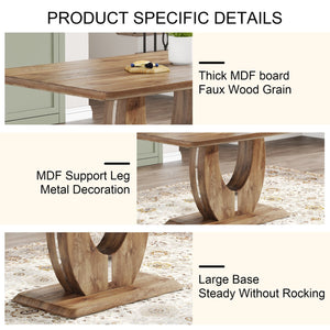 English Elm Modern Wood Grain Mdf Dining Table with Steel Accent Legs for Kitchen or Office W1512S00193
