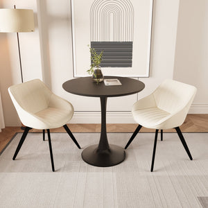 English Elm 31.5 Inch Round Mdf Tulip Pedestal Dining Set with Pu Leather Chairs for Small Spaces W2189S00838