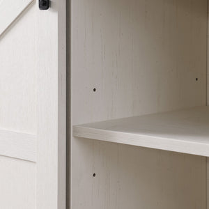 English Elm Farmhouse Wine Bar Cabinet with Independent Wine Rack, 3 Smooth Drawers, Thick Top, Rustic Buffet Sideboard W3151S00001