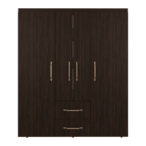 English Elm Valier Wardrobe Armoire with Shelving Drawers and Hanging Space in Walnut Finish Dark Walnut B097S00249