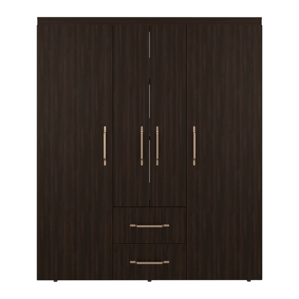 English Elm Valier Wardrobe Armoire with Shelving Drawers and Hanging Space in Walnut Finish Dark Walnut B097S00249
