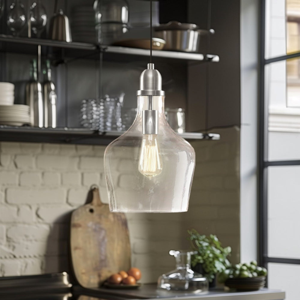 JLA Home INK+IVY - Bell Bell-shaped Hanging Glass Pendant Light with Clear Hand-Blown Shade and Gold Finish, Adjustable MP151-0199