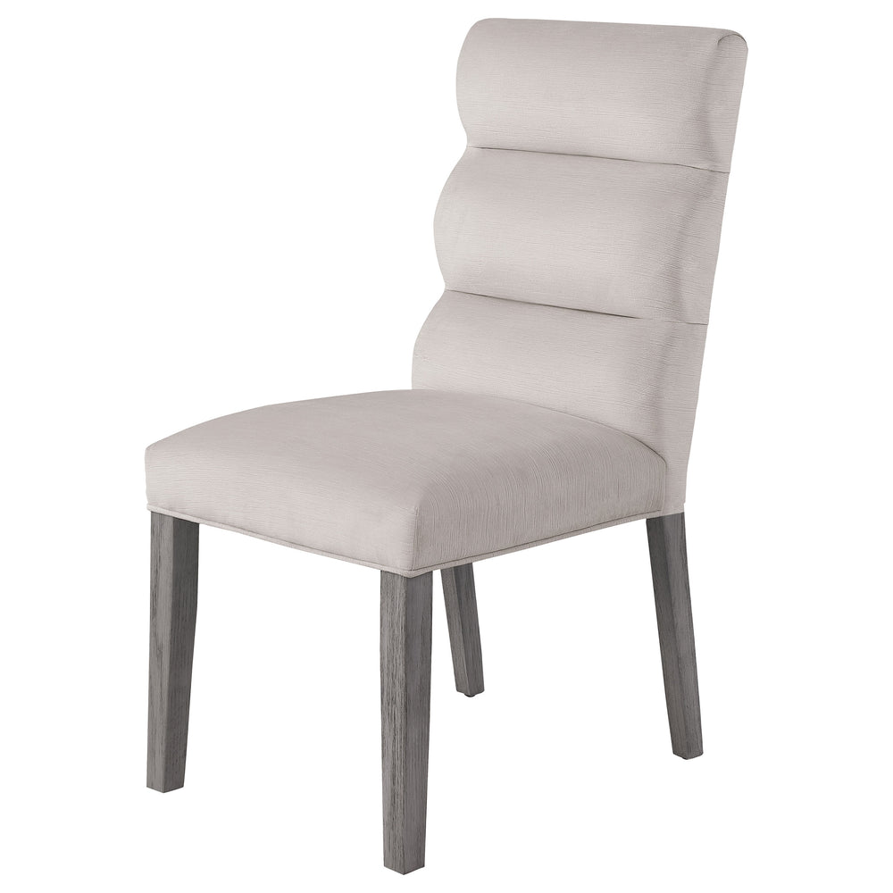 English Elm Highmore Stone Velvet Upholstered Dining Side Chair with Tufted Foam Back and Cool Gray Legs - Set of 2 Beige B062P299895