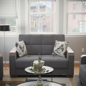 English Elm Primenest Zenaero X Loveseat - Convertible Grey Chenille Upholstered Sofa With Storage & Comfort B030P281775-GIGA