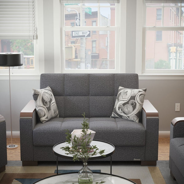 English Elm Primenest Zenaero X Loveseat - Convertible Grey Chenille Upholstered Sofa With Storage & Comfort B030P281775-GIGA