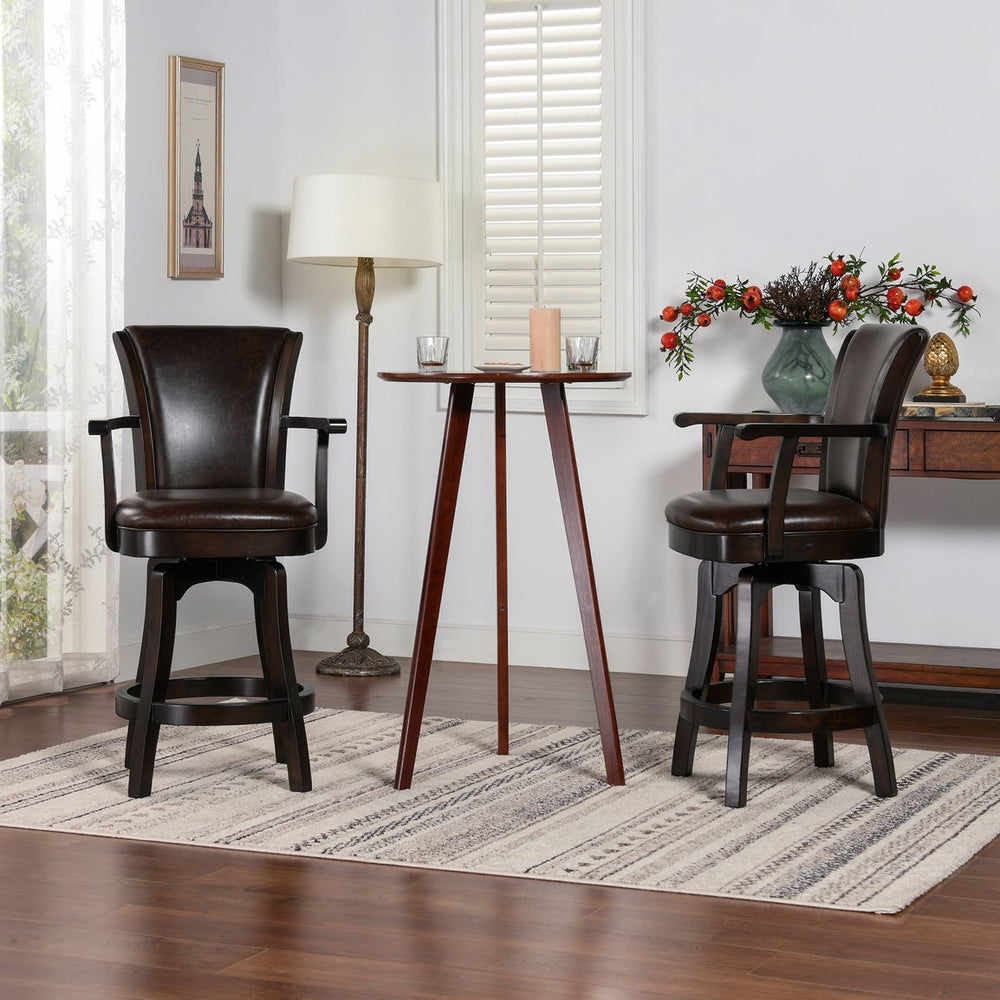 English Elm Jennifer Taylor Home - Williams 27In Swivel Counter Height Bar Stool - Vintage Brown Faux Leather, Comfort & Style Combined B2719P238370
