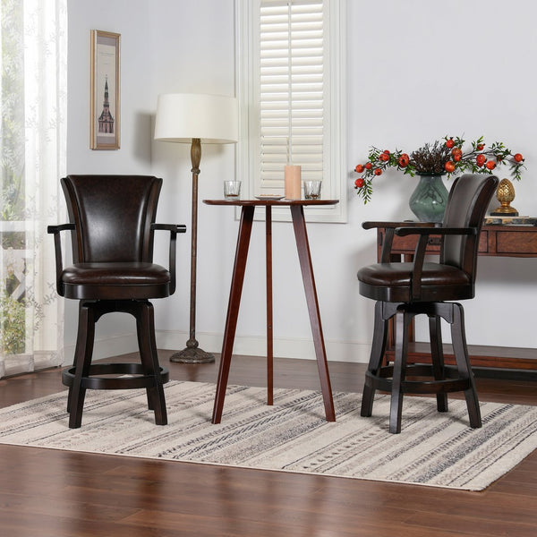 English Elm Jennifer Taylor Home - Williams 27In Swivel Counter Height Bar Stool - Vintage Brown Faux Leather, Comfort & Style Combined B2719P238370