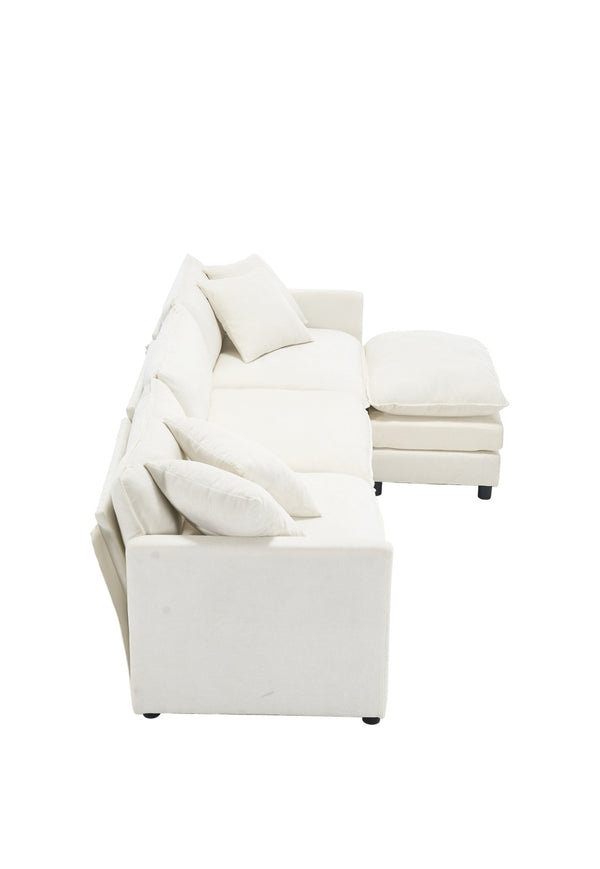 English Elm 108-inch Modular Chenille Sectional Sofa Deep Seated L Shape for Open Plan Living White W2795S00044