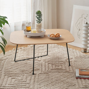 English Elm American Minimalist Round Coffee Table - Modern Acacia Oak Design For Small Spaces & Stylish Living W3318P307874