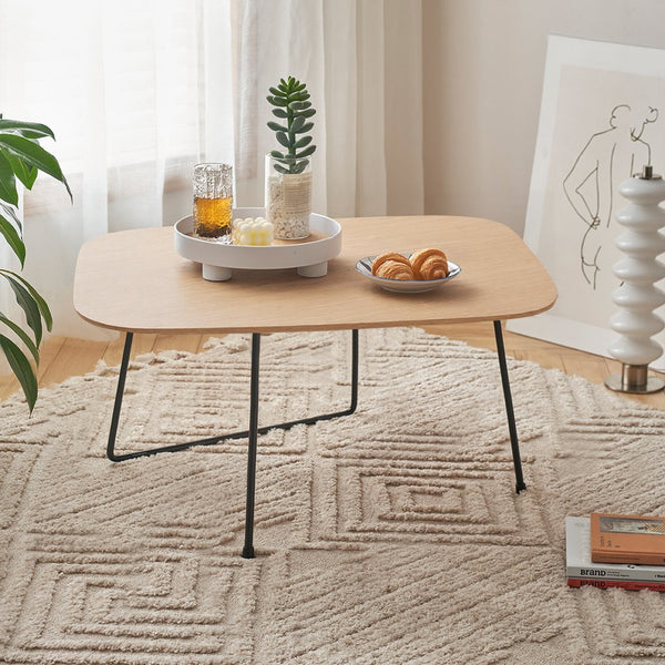 English Elm American Minimalist Round Coffee Table - Modern Acacia Oak Design For Small Spaces & Stylish Living W3318P307874