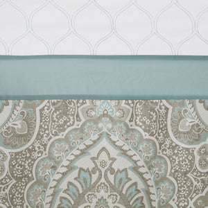 JLA Home 510 Design - Printed Embroidered Shower Curtain in Seafoam Microfiber with Lined Backing, Texture & Machine-Washable Elegance 5DS70-0094