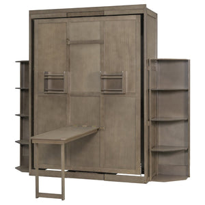 English Elm Rotating Murphy Wall Bed with Convertible Desk Dual Side Shelves Full Size Mdf Cabinet Gray LP000961AAE
