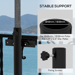 English Elm Outsunny Adjustable Patio Umbrella Holder - Space-Saving Clamp Bracket For Decks & Balconies W2225P174210-GIGA