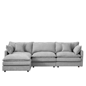 English Elm Modular 102-Inch L-Shaped Sectional Sofa With Movable Ottoman – Comfy Chenille Couch For Stylish Living W1359S00006