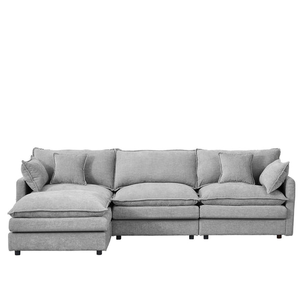 English Elm Modular L-Shaped Sectional Sofa, 102" Chenille Couch With Movable Ottoman For Modern Living Rooms W1359S00056