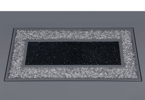 English Elm ARIYA High-Gloss Bar Table with Clear Glass Inlay and Silver Pedestal Base for Modern Spaces Gray 16 L x 40.2 W x 29.9 H B201S00108