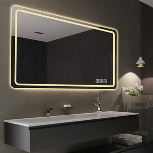 English Elm 60x28 Inch Frameless Led Vanity Mirror Anti-fog Touch Control Bathroom Wall Mount W2071P402181