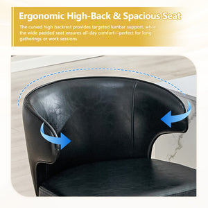 English Elm Modern Oil-wax Upholstered Swivel Barstools with Ergonomic High Back for Kitchen Islands W2920P419849
