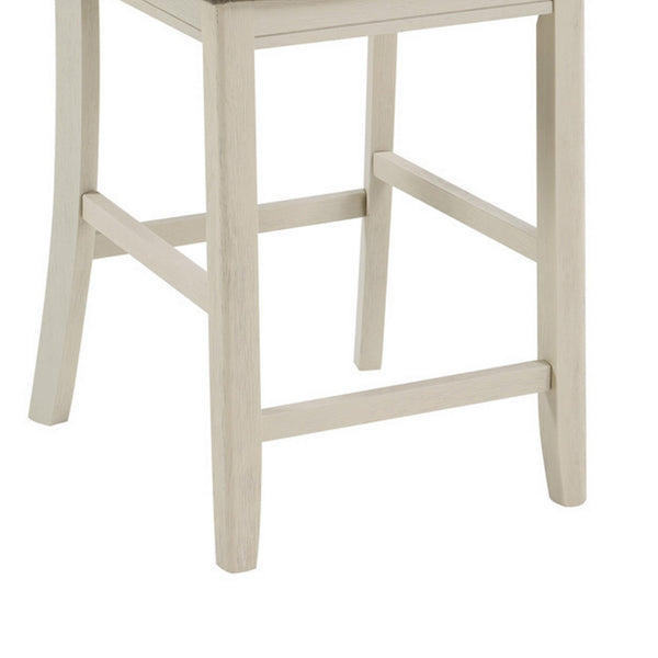 English Elm Glee Saddle Back Counter Stools Set of 2 Antique White Wood Frame Kitchen Seating B056P412606