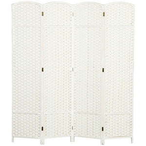 English Elm Homcom Woven Polypropylene 4 Panel Folding Screen Pine Frame Freestanding Room Divider W2225P485650