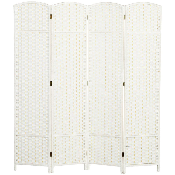 English Elm Homcom Woven Polypropylene 4 Panel Folding Screen Pine Frame Freestanding Room Divider W2225P485650