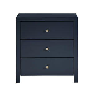English Elm Nevarre 3-Drawer Nightstand with Brushed Gold Knobs, Solid Dovetail Drawers, No Assembly Needed Dark Blue B050P376959