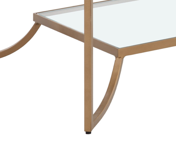 Sunpan KESSLER Coffee Table - Minimalist Design with Antique Gold Frame & Dual Glass Surfaces for Modern Spaces 109638