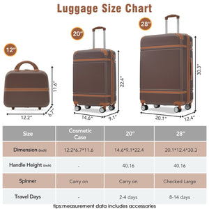 English Elm Hardshell 3 Piece Abs Luggage Set with Tsa Lock Spinner Wheels and Cosmetic Case N732P171585O