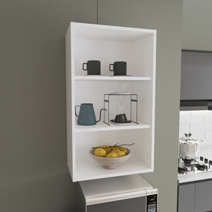 English Elm Eco 36" High Open 3-Tier Wall Cabinet with Durable Particleboard Shelves for Multi-Room Storage and Display White 20.6 L x 66 W x 9 H B200P253724