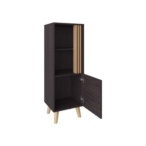 English Elm Bedford Modern Storage Cabinet in Black & Light Oak with Vertical Slats, Shelves & Hidden Door (Compact) B092P269902