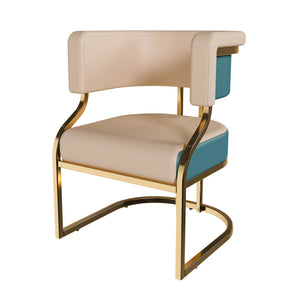 English Elm Modern Gold Iron Frame Pu Leather Armless Dining Chairs Ergonomic Cushioned Set W2699P430962