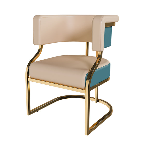 English Elm Modern Gold Iron Frame Pu Leather Armless Dining Chairs Ergonomic Cushioned Set W2699P430962