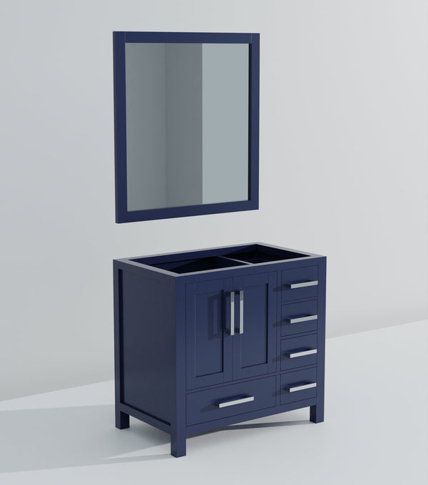 English Elm Navy Blue Bath Vanity 36" W X 22" D, Elegant Storage Solution With Matching Mirror For Your Bathroom B2731S00512