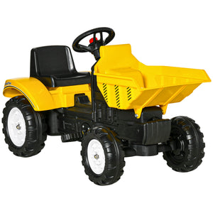 English Elm Aosom Kids Pedal Excavator Toy with Scooping Bucket and Rear Hitch for Ages 3 to 6 W2225P217061
