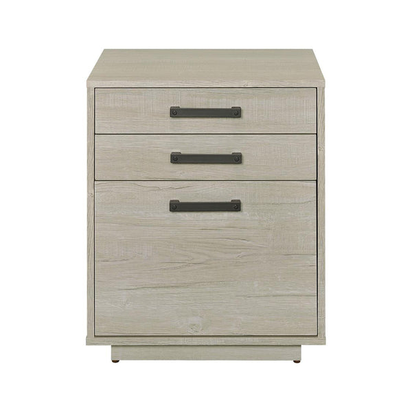 English Elm 3-drawer Contemporary Home Office File Cabinet in Whitewashed Grey with Gunmetal Pulls, Space-Saving Design B016P381096