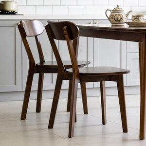 English Elm Solid Natural Wood Mid-century Dining Chairs Curved Back Upholstered Seat Set of 2 W3204P429361