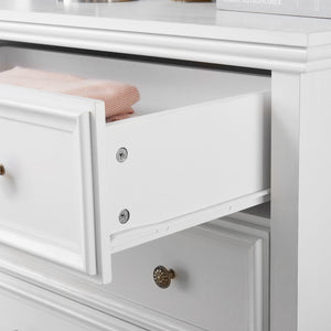 English Elm Modern 5 Drawers Dresser with Smooth Glide Drawers, Stylish Metal Handles & Unique Stable Feet Organizer for Bedroom and Living Room Storage (45.87"L x 20.08"W x 11.03"H) White W2275P149803