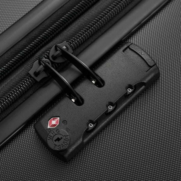 English Elm Luggage 5 Piece Hardside Abs Set with Front Access Carry on and Tsa Spinner Wheels Black N732P391544B