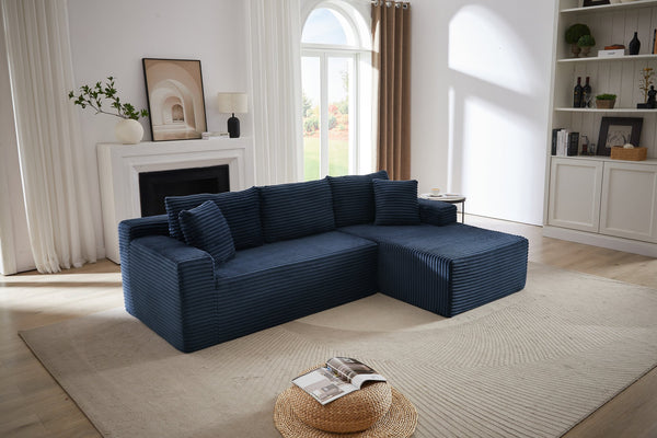 English Elm L-Shaped Cloud Sectional Sofa - Deep Seat Comfort, No Assembly, Modular Sleeper For Any Space, Blue W2339P294927