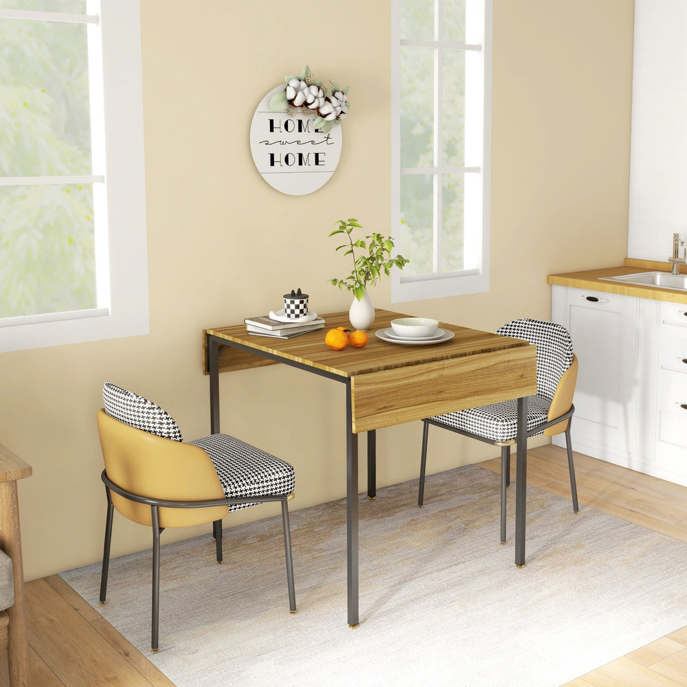 English Elm Homcom Industrial Drop Leaf Dining Table Walnut Finish Seats Four Small Spaces W2225P229203