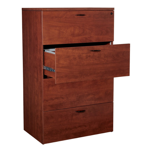 OSP Home Furnishings Napa Four Drawer Lateral File Cabinet for Executive and Home Office Use Cherry NAP-109-CHY