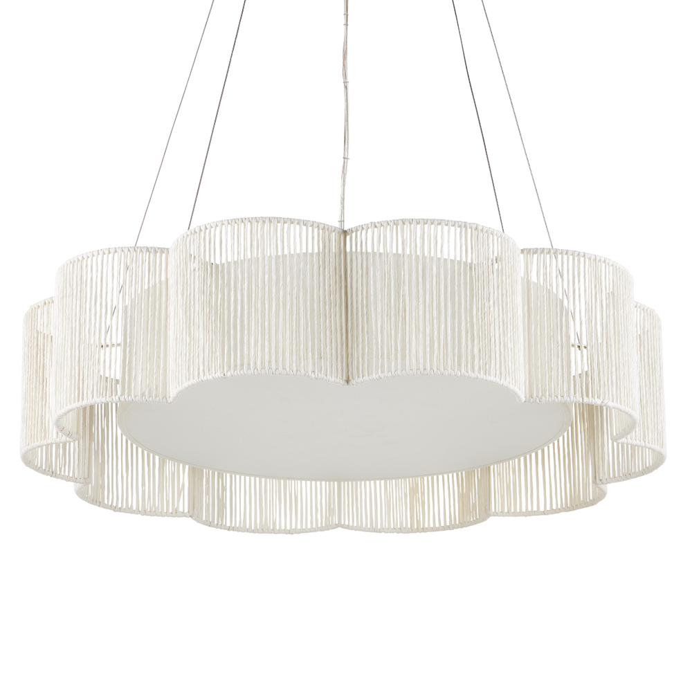 Ancroft White Chandelier - Elegant Scalloped Design, Adjustable Height, LED Light, Contemporary Style