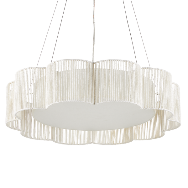 Ancroft White Chandelier - Elegant Scalloped Design, Adjustable Height, LED Light, Contemporary Style