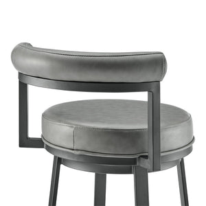 English Elm Reuben Swivel Counterstool with Faux Leather Seat and Industrial Black Metal Frame Gray B2736P464847