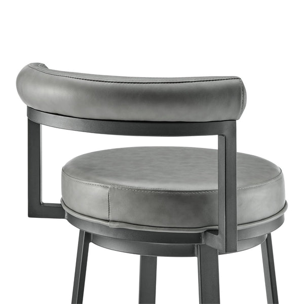 English Elm Reuben Swivel Counterstool with Faux Leather Seat and Industrial Black Metal Frame Gray B2736P464847