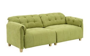 English Elm French Retro Cloud Fabric Double-Seat Sofa — Compact Solid Wood Frame, Sponge Comfort, 500lb Capacity Green W1658S00119