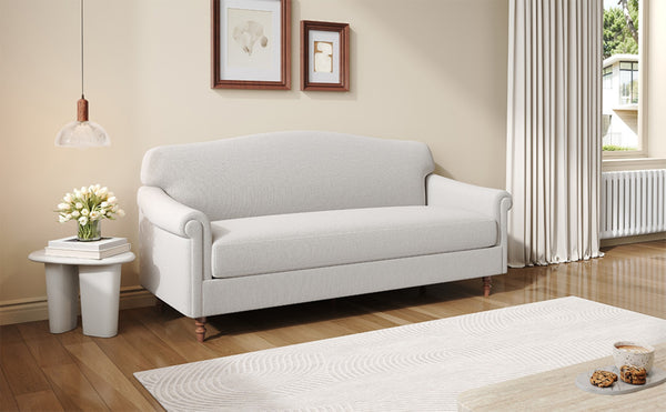 English Elm Modern Chenille Loveseat with Rolled Arms Pocket Spring Cushions and Rubberwood Legs N763P362173R
