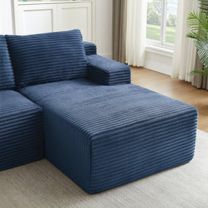 English Elm L-shaped Cloud Sectional Corduroy Sleeper Sofa Deep Seat Modular Living Room Couch W2339P424641