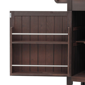 English Elm K&k Solid Fir Grill Cart Stainless Steel Top Outdoor Kitchen Station with Locking Wheels Brown N707P409087Z