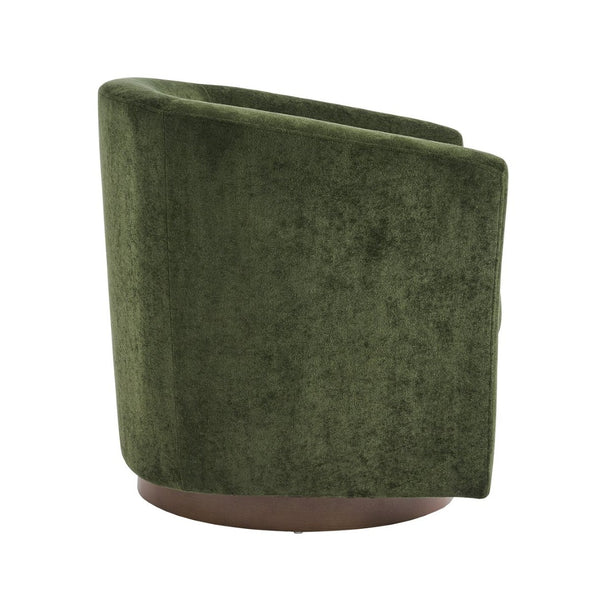 English Elm Halo Velvet Barrel Swivel Accent Chair with Bentwood Ring Base for Living Rooms Olive Green,Walnut N776P378583G